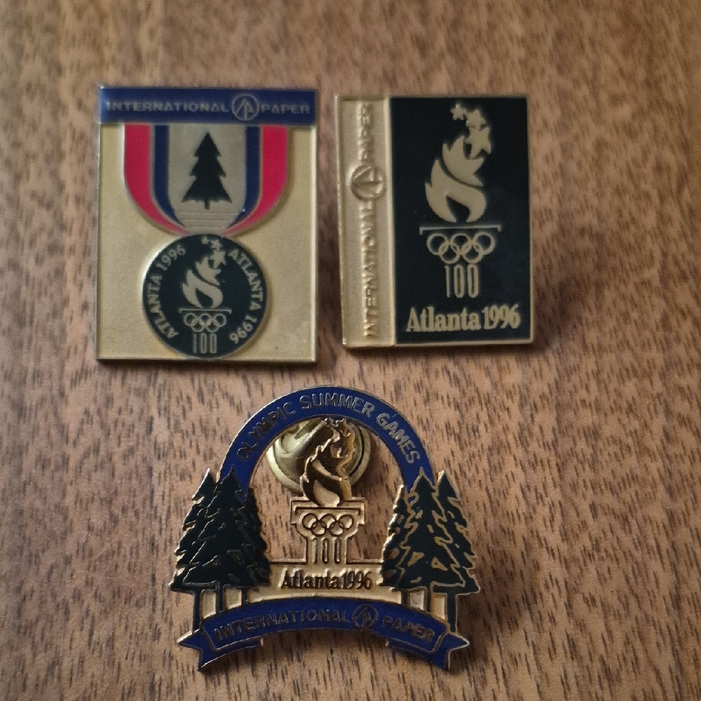 (3) Vintage Olympic Tie/Lapel pins Atlanta 1996 Summer Games Souvenier Lot